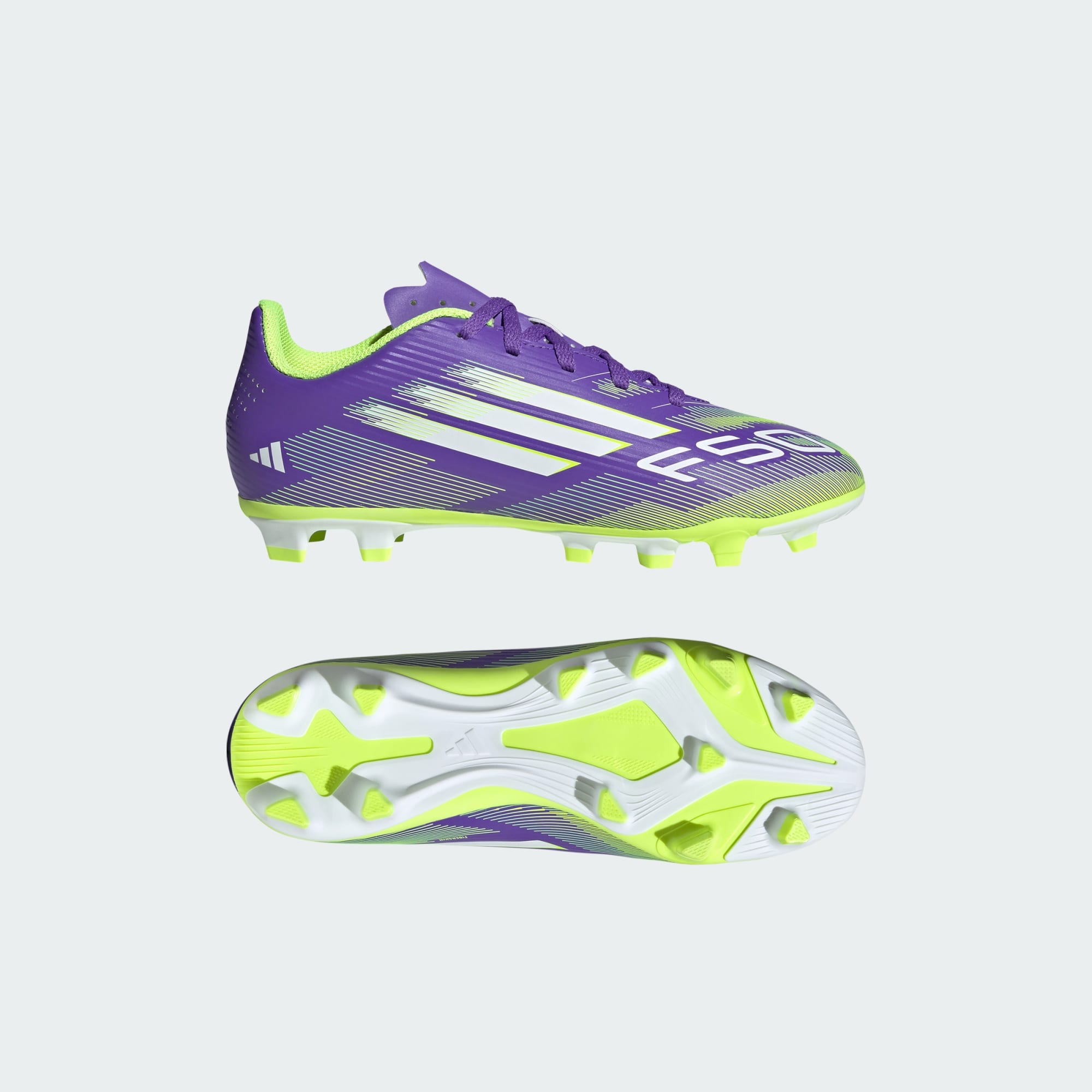 Scarpe da calcio F50 Club per bambini con suola per terreni compatti/multi-superficie.