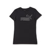 T-shirt Nera da Donna girocollo con logo in strass Puma